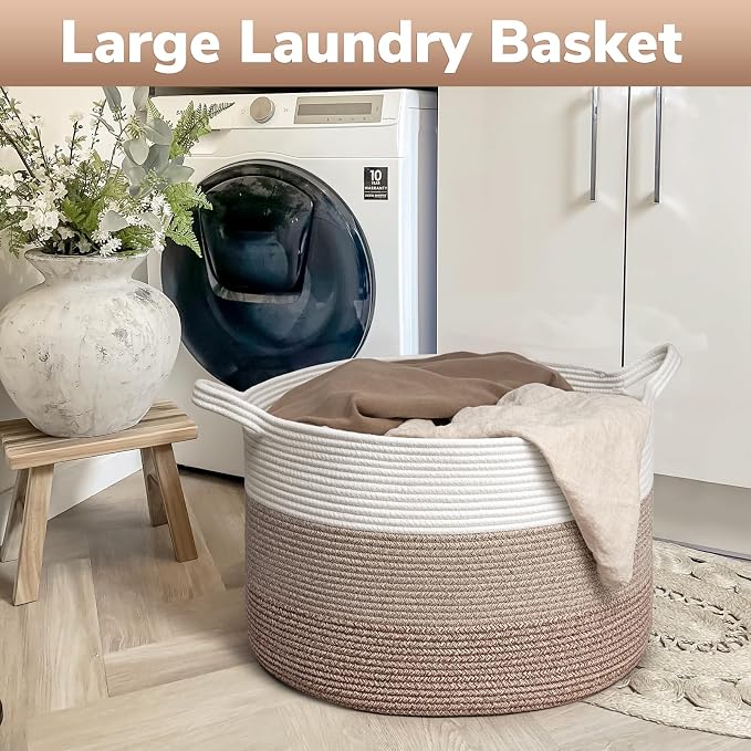Goodpick Large Laundry Basket, Woven Rope Storage Basket - Image 4