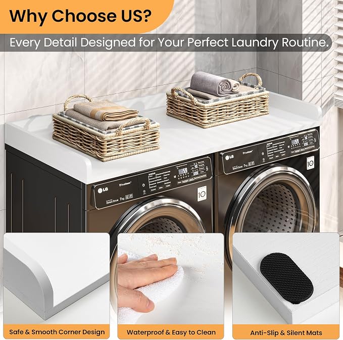 Washer Dryer Countertop, 27.5"x54" Wood Washer and Dryer Countertop - Image 4