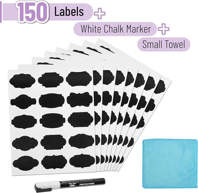 Mr. Pen- Chalkboard Labels, 1 White Chalk Marker and Small Towel, Label Stickers - Image 2