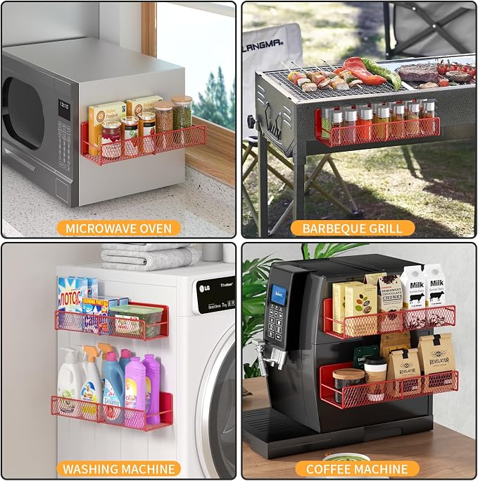 Magnetic Spice Rack for Refrigerator, 4 Pack 100% Metal Strong Magnet Fridge - Image 6