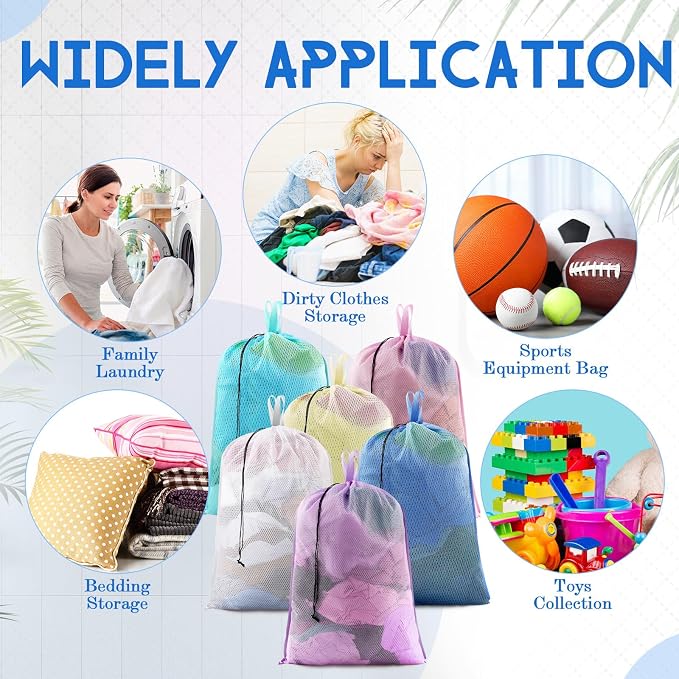 6 Pack 24 x 36 Inches Colorful Soft Mesh Laundry Bag - Image 7
