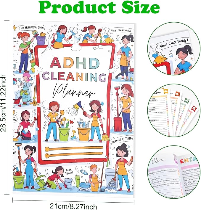 ADHD Cleaning Planner for Adults Teens, Undated Daily, Monthly Cleaning - Image 2