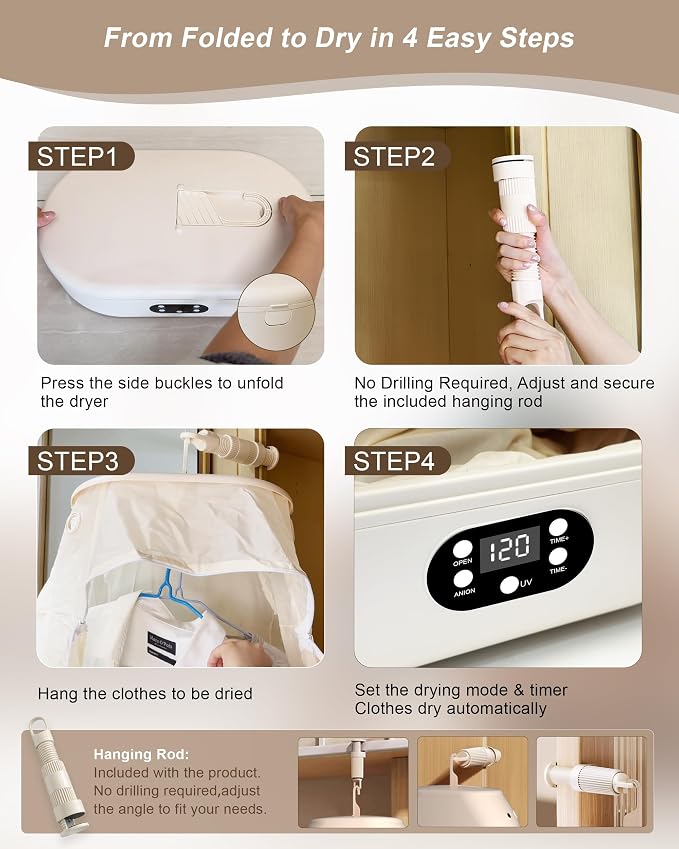 Bottom-Up Airflow Portable Clothes Dryer – Even Drying, No Warping, Fully Dries - Image 9