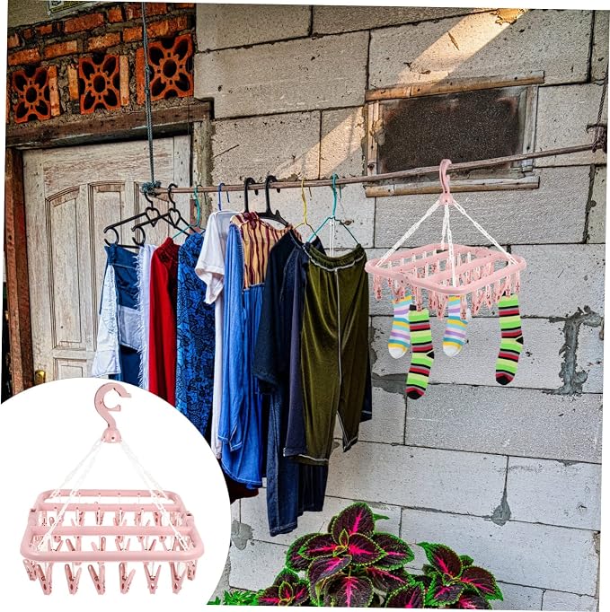 Foldable Drying Rack with Clips Space-Saving Laundry Hanger - Image 5