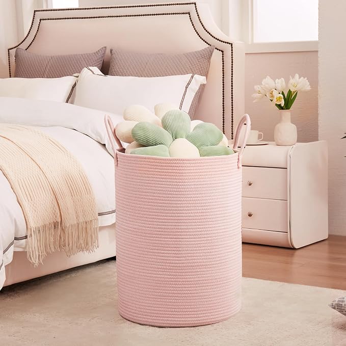80L Extra Large Pink Hamper Laundry Basket - Image 4