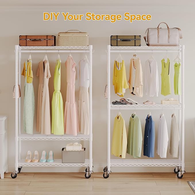 Rolling Clothing Rack for Hanging Clothes H2 Heavy Duty Garment Rack - Image 5