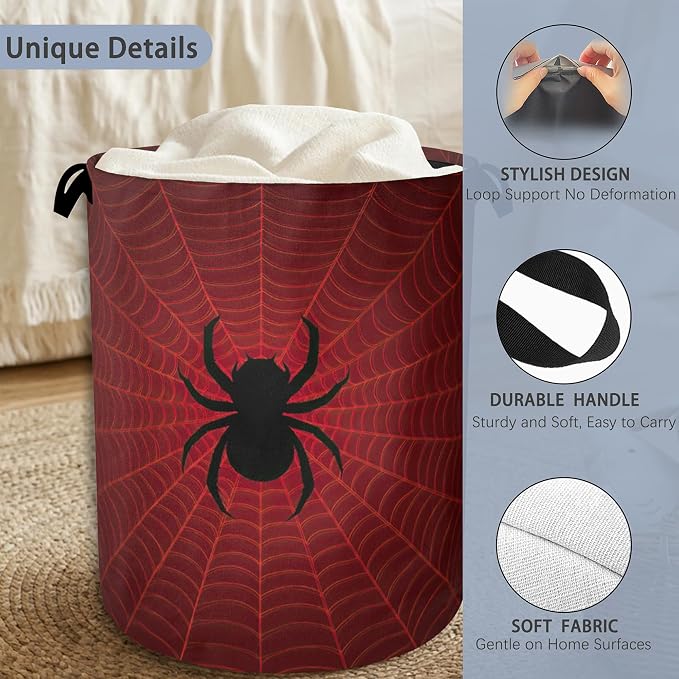 Halloween Spider Web Laundry Hamper, Dirty Clothes Laundry Basket - Image 3