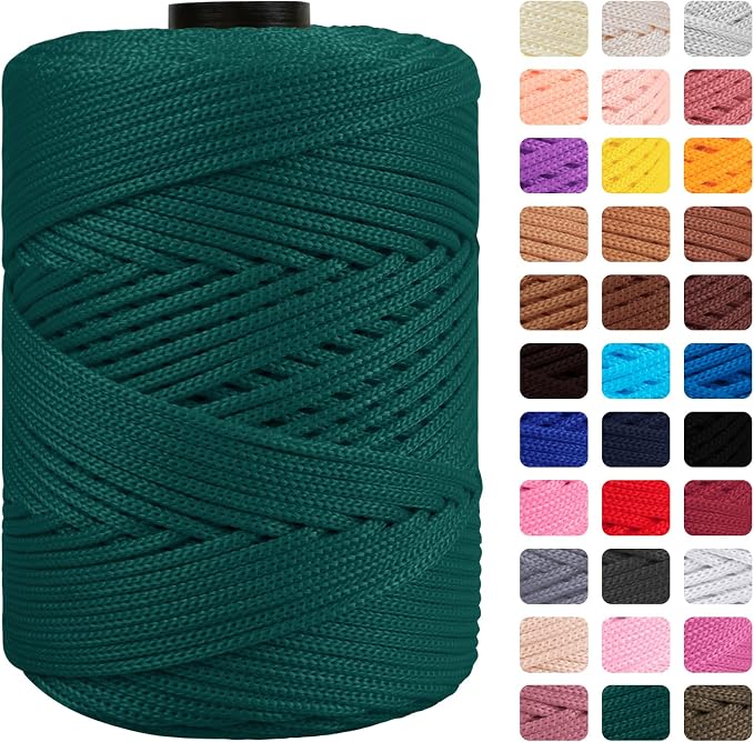 CAMAL Polypropylene Cord 3mm 185 Yards Colorful Polyester Yarn Handmade by CAMAL