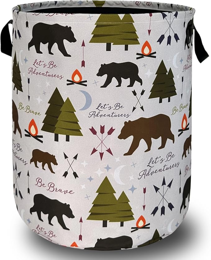 Funny Adventure Bear Forest Laundry Hamper Camping Laundry Basket by SELIONLIKN