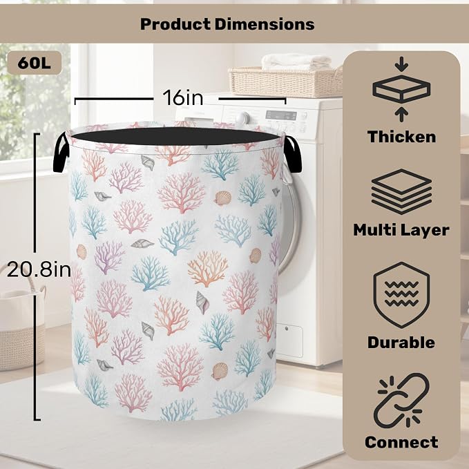 Starfish Coral Foldable Laundry Hamper - Image 2