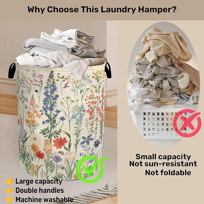 Summer Wild Herbs Large Clothes Hamper Bag - Image 3