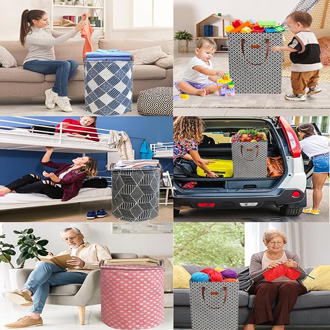 Waterproof Laundry Hamper Collapsible Laundry Basket Leather Handle Laundry Bag - Image 7