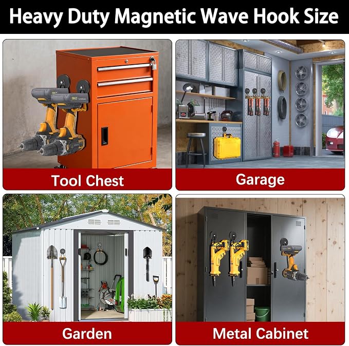 3-H Hook Magnets Heavy Duty 2 Large, 2 Small, J Shape Strong Magnetic Hooks - Image 3