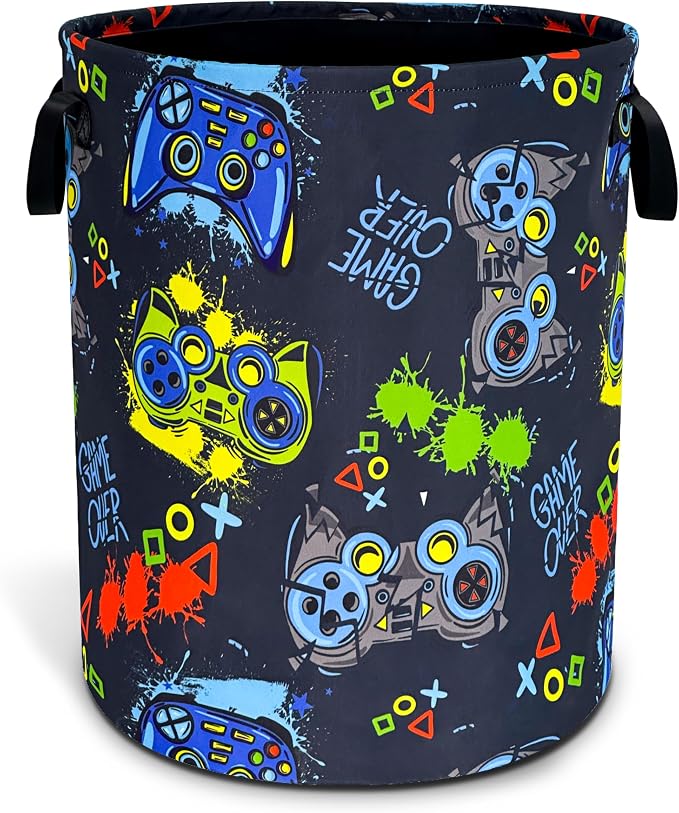 Game Laundry Basket Gamer Game Controller Foldable Waterproof Oxford Cloth by NUTAINLA