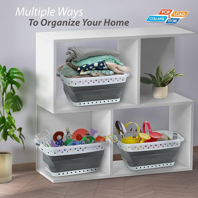 Pop & Load Collapse & Store Set of 2 Large 25" Slim Collapsible Laundry Basket - Image 7
