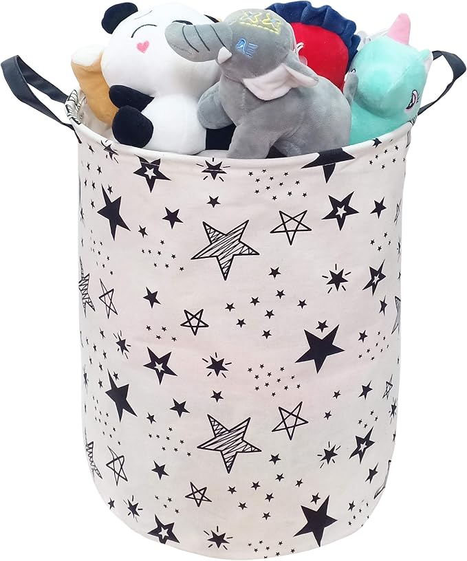 KUNRO Round Laundry Gift Basket Storage Hamper, Clothes Storage Organizer Bins - Image 5