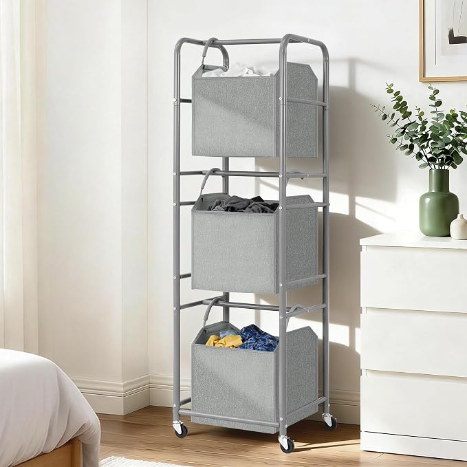 150L 3-Tier Vertical Laundry Hamper Sorter - Image 7