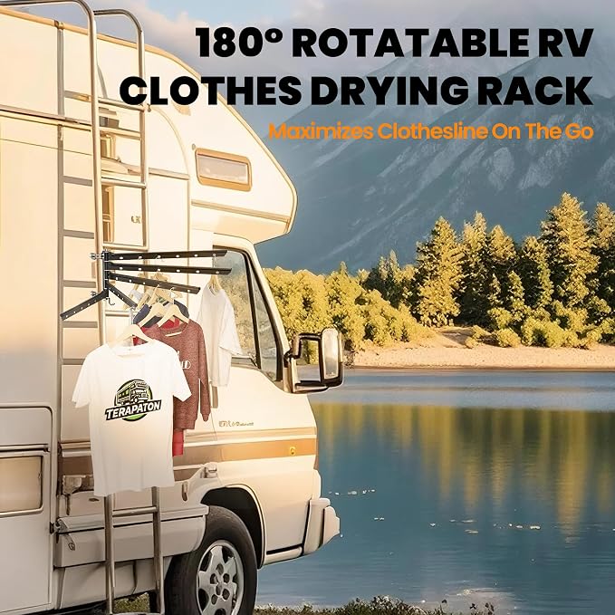 RV Clothes Drying Rack, 26.5-inch Width Ladder Mounted Clothes Drying Rack - Image 2
