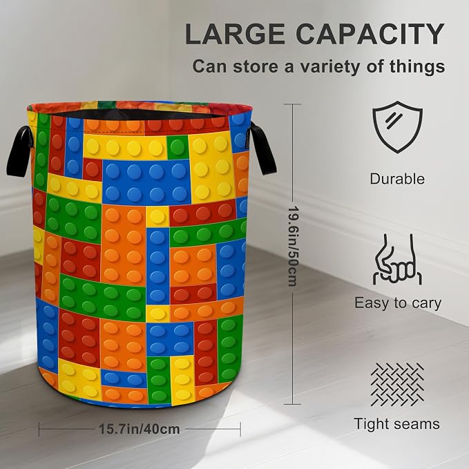 Colorful Building Blocks Laundry Basket Laundry Hamper - Image 3
