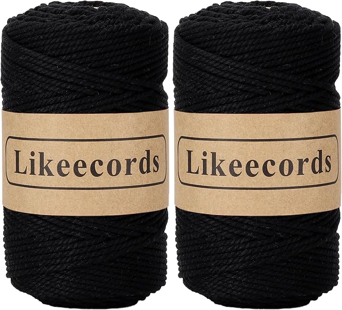 2 Rolls of Cotton Macrame Cord, 3mm x 100m, 3 Strand Twisted, Macrame Rope by Likeecords