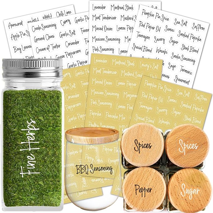 278 Pcs Clear Spice Labels Stickers Preprinted, Small-Stickable -Removable by DueHoppee