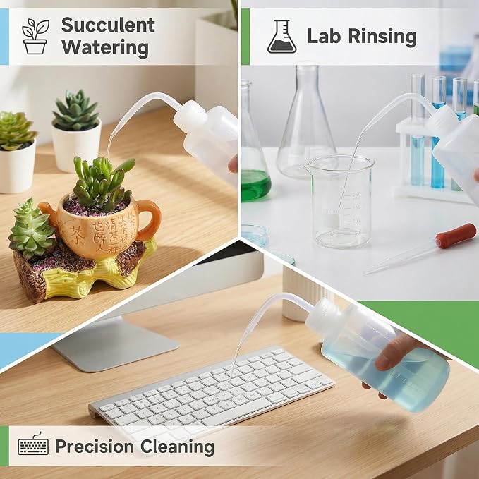 2Pcs 250ml/8.8oz White Translucent Plastic Graduated Squeeze Washing Bottles - Image 5