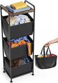 3 Section Laundry Sorter with Removable Bags, 120L Vertical Laundry Hamper with by Unknown