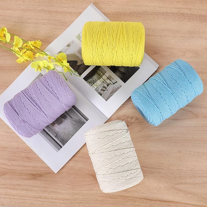 Macrame Cord 3mm x 164yd | 100% Natural Cotton Macrame Rope | 4 Strand Twisted - Image 7