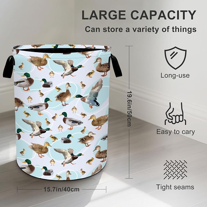 Green Duck Laundry Basket Storage Bin Foldable Laundry Hamper Clothes Storage - Image 4