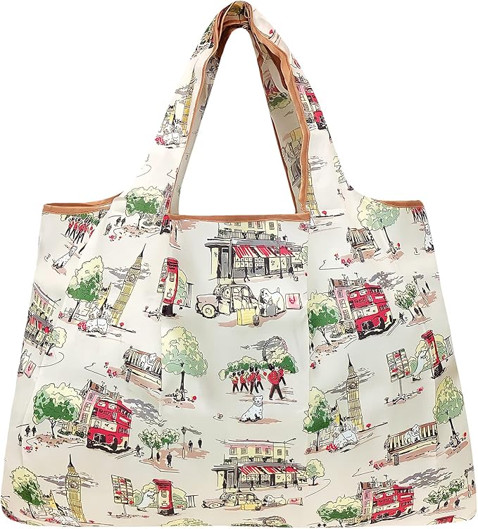 allydrew Large Foldable Tote Nylon Reusable Grocery Bag - Image 4