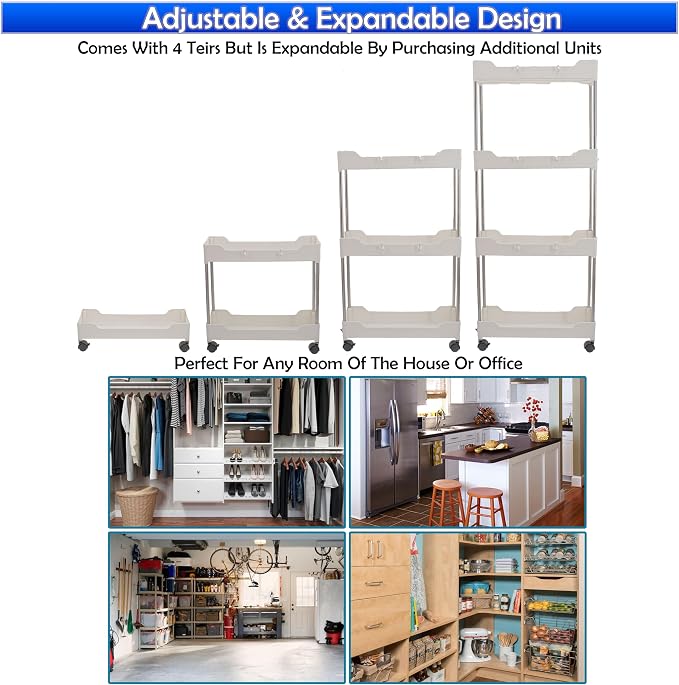Slim Rolling Storage Cart w/ 4 Tiers - Image 3