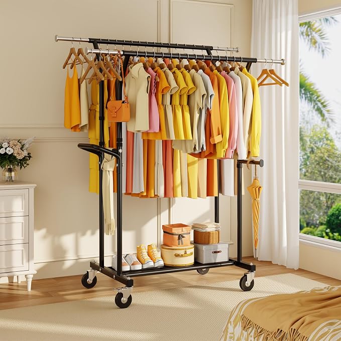 800LBS Heavy Duty Clothes Rack: Rolling Clothing Rack - Image 9
