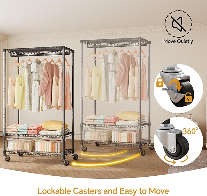 H4 Plus Rolling Clothes Rack - Image 3