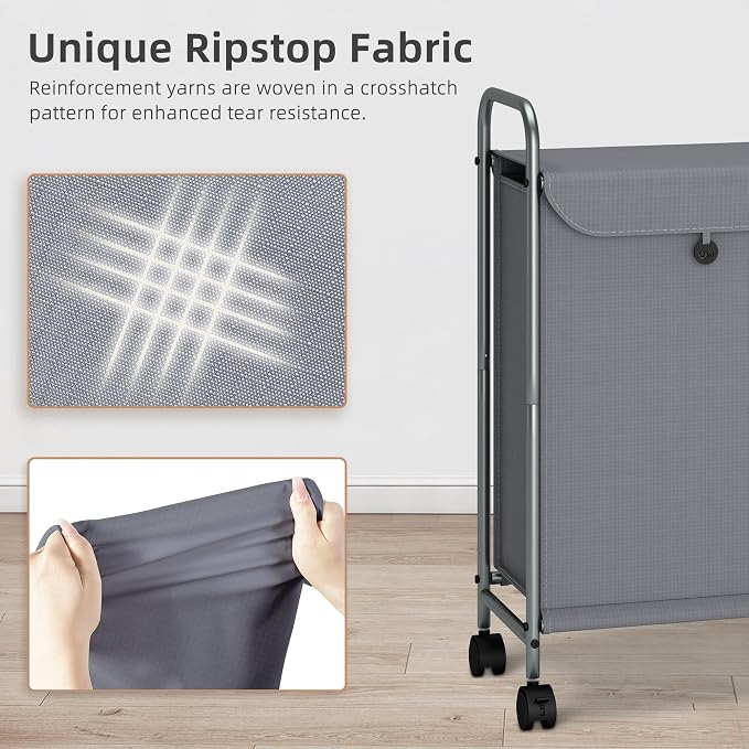 STORAGE MANIAC Rolling Laundry Hamper, Laundry Basket - Image 2