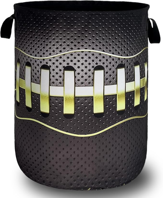 Grey Golden Baseball Texture Laundry Basket Sport Funny Laundry Hamper Foldable by SELIONLIKN