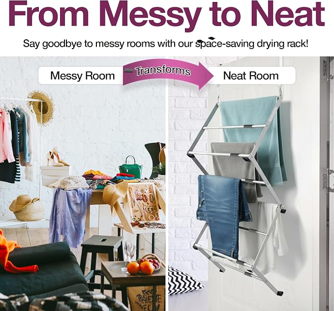 BLACK+DECKER Over The Door Expandable Telescopic Drying Rack, Clothes Organizer - Image 8