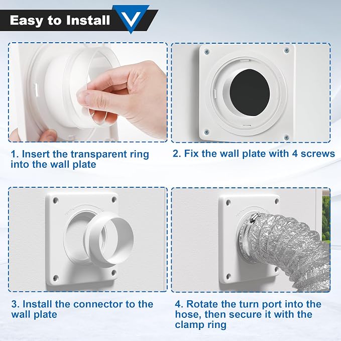Dryer Vent Connector Kit, 90 Degree Dryer Vent Elbow 4" Dryer Vent Hose - Image 4