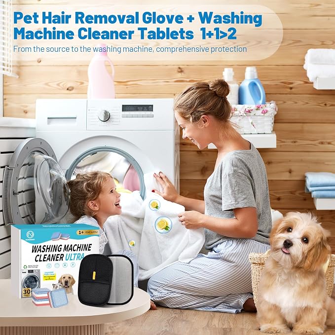 2-in-1 Pet Hair Removal Kit, Washing Machine Cleaner Tablets & Reusable Pet - Image 4