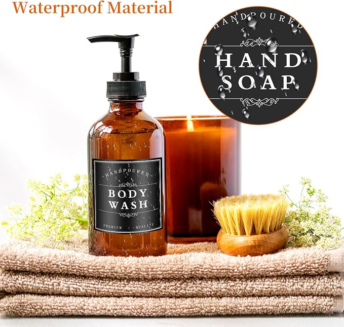White Waterproof Soap Labels for Plastic/Glass Bottles, Bathroom/Kitchen Hand - Image 3