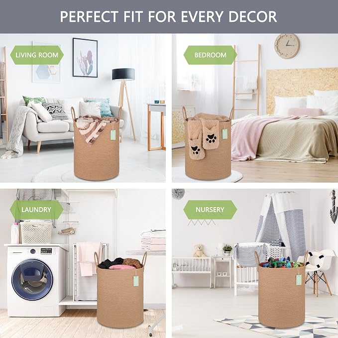 Large Jute Laundry Hamper Basket - Image 3