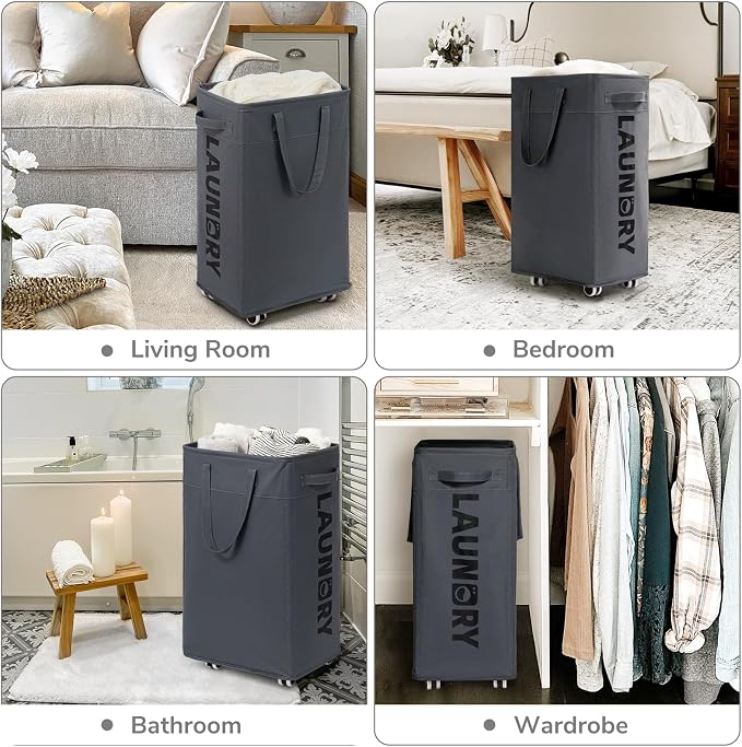CHICVITA 2-Pack Hamper with Wheels, 75L Large Laundry Baskets with Removable - Image 5
