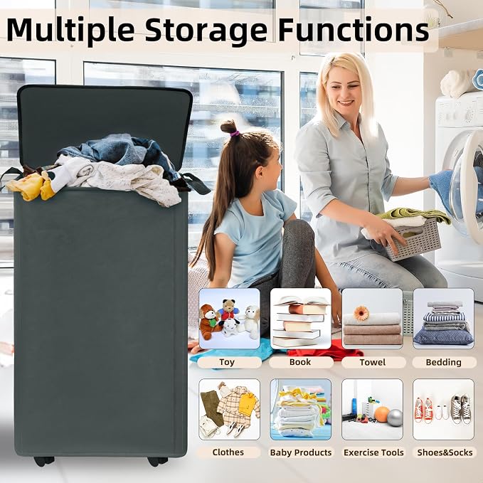 2 Pack 90L Collapsible Laundry Basket - Image 6