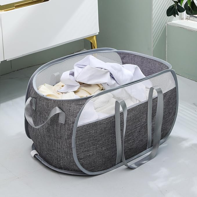Pop-Up Laundry Basket，collapsible Mesh Laundry Hamper– - Image 3