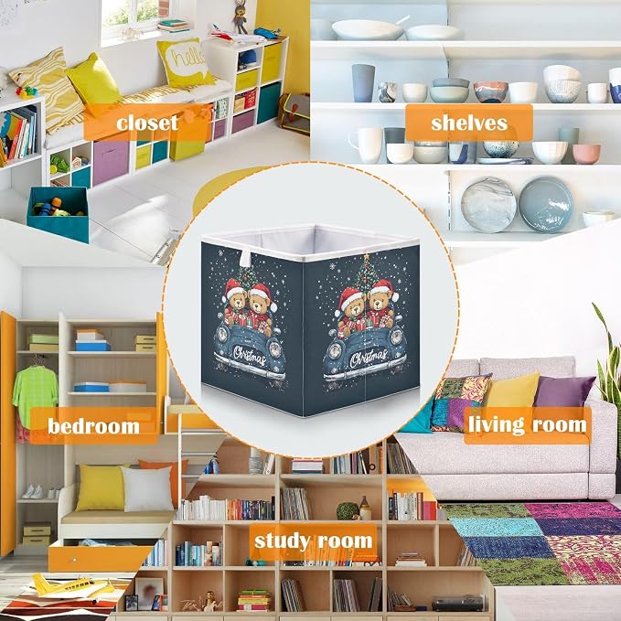 senya Large Storage Bins Two Bears and Car Collapsible Foldable Storage Cubes - Image 6