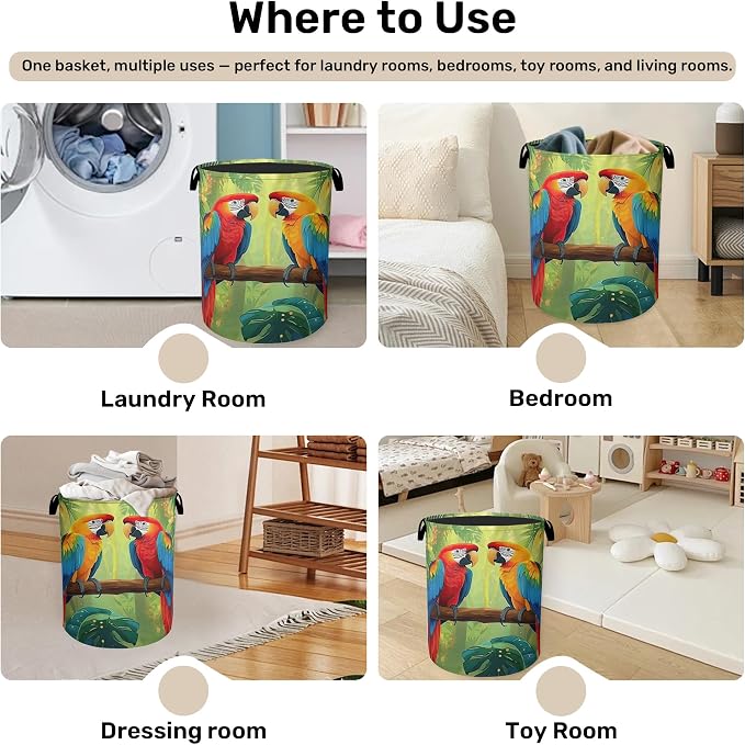 Tropical Parrot Foldable Laundry Hamper - Image 4