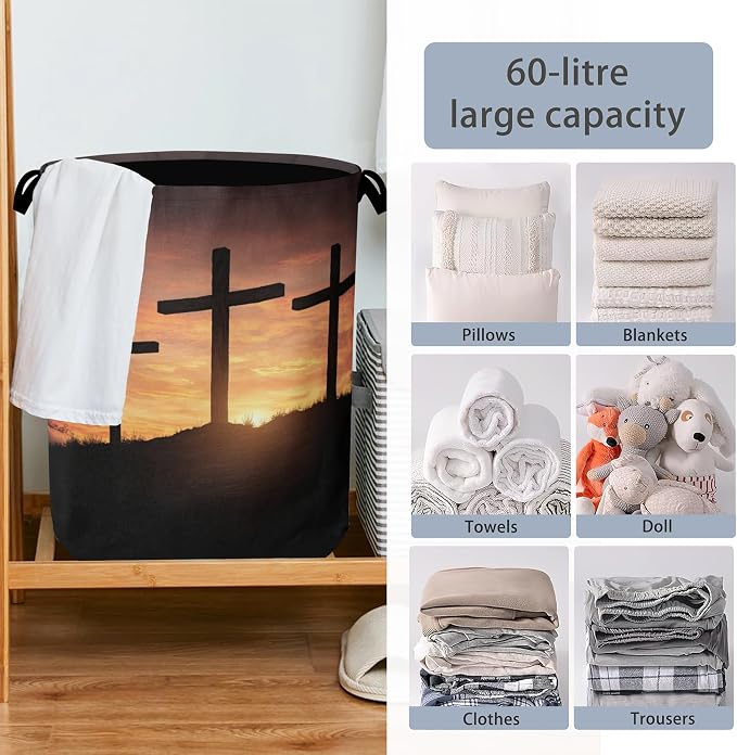 Cross Sunset Laundry Basket, Foldable - Image 6