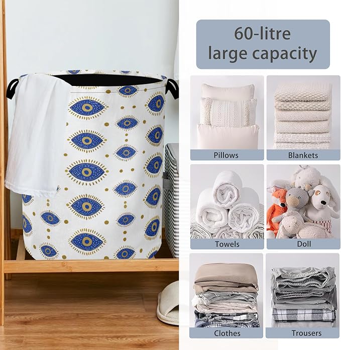 Evil Eyes Laundry Basket, Foldable Oxford Cloth Tote Bag Laundry Hamper Clothes - Image 6