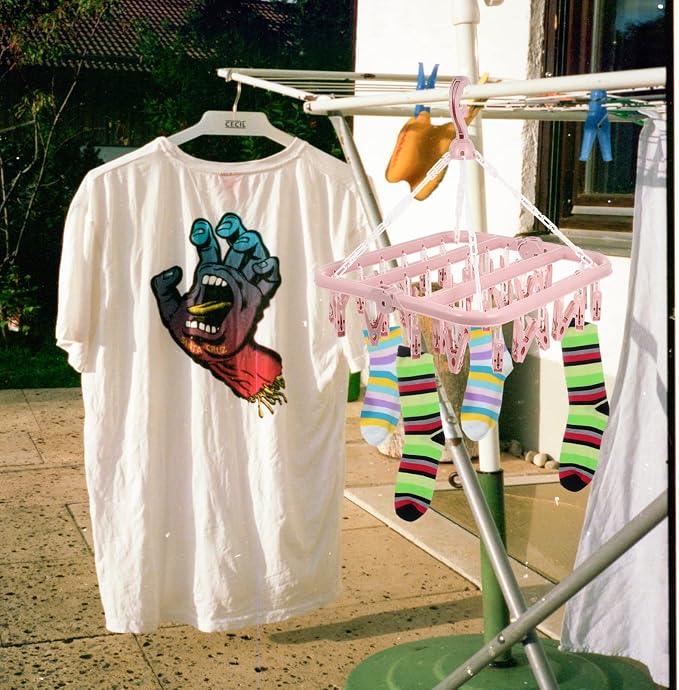 Strong Steel Spring Clip Drying Rack Rotating Hook Foldable - Image 7