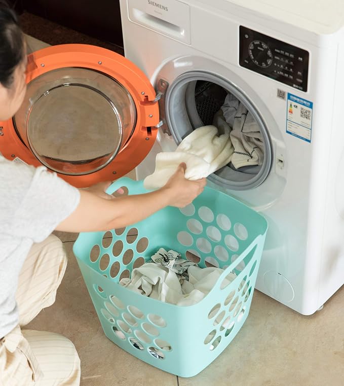 Flexible Plastic Carry Laundry Basket Holder Square Storage Hamper - Image 3