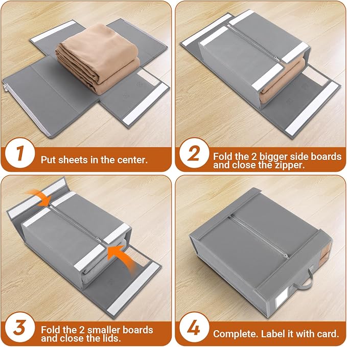 2 Pack Bed Sheet Closet Organizers and Storage, Sturdy Foldable Storage - Image 4